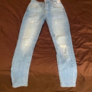 boohooMAN blue skinny jeans